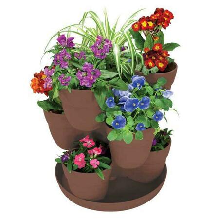 EMSCO GROUP Bloomers Flower Tower 3-Tier Set - Brown 2385-1